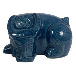 Boho Decor Ceramic Rimini Blue Bull Figurine Ox Buffalo Taurus 6” x 3.5” x 4"